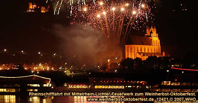 Rheinschifffahrt Mittelrhein-Lichter zum Weinherbst-Oktoberfest