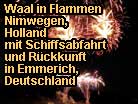 Waal in Flammen Nimwegen Niederlande Schifffahrt mit Feuerwerk