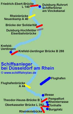 Landkarte Dsseldorf Rhein-Kirmes-Feuerwerk Schifffahrt Oberkasseler Rheinkirmes Schiffsanleger