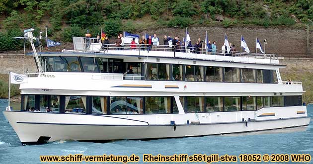 Rheinschiff s561gill-stva. Freideck mit 360º-Rundumsicht.