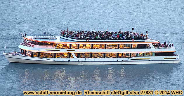 Rheinschiff s561gill-stva. Freideck mit 360-Rundumsicht.