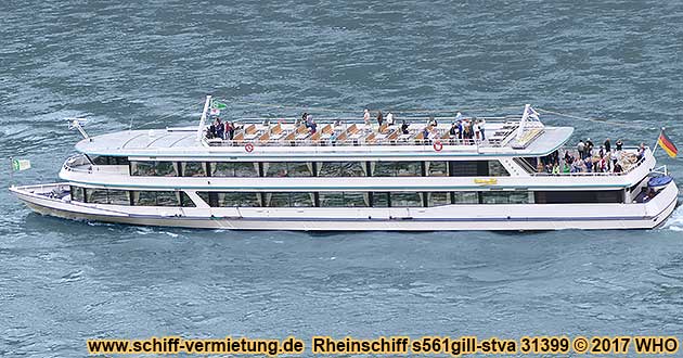 Rheinschiff s561gill-stva. Freideck mit 360º-Rundumsicht.