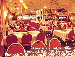 Rheinschiff s401eure-eur1: Silvesterfahrt Düsseldorf auf dem Rhein. Hauptdeck-Salon, Blick zur Theke.