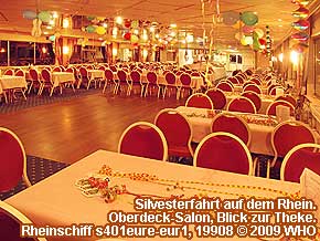 Rheinschiff s401eure-eur1: Silvesterfahrt Düsseldorf auf dem Rhein. Oberdeck-Salon, Blick zur Theke.