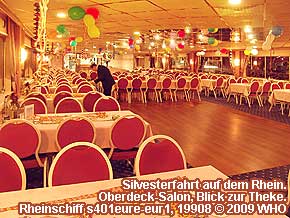Rheinschiff s401eure-eur1: Silvesterfahrt Düsseldorf auf dem Rhein. Oberdeck-Salon, Blick zur Theke.