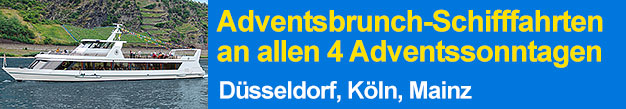 Adventsbrunch-Schiffsrundfahrten sonntags 10 Uhr ab D�sseldorf, K�ln und Mainz am Rhein.