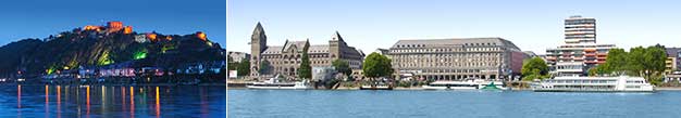 Weihnachtsfeier Koblenz Rheinschifffahrt. Betriebsweihnachtsfeier mit Abfahrt am Deutschen Eck gegenber der Festung Ehrenbreitstein.