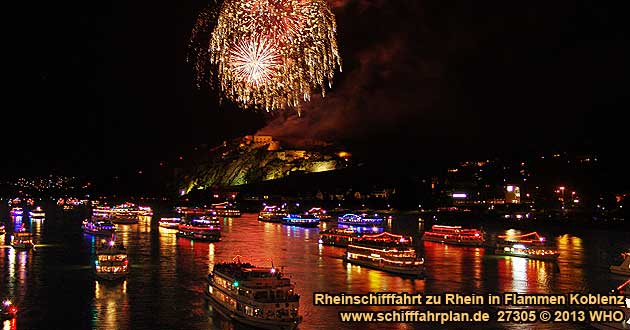 Rheinschifffahrt Feuerwerk Rhein in Flammen Koblenz