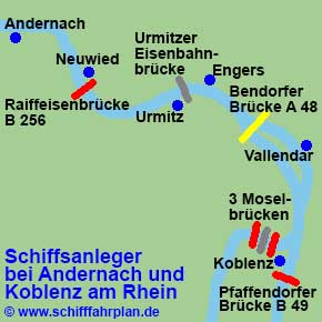 Landkarte Andernach Feuerwerk Schifffahrt Fest der 1000 Lichter Schiffsanleger