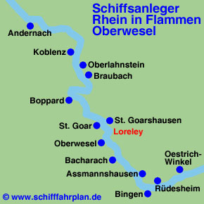Landkarte Rhein in Flammen Oberwesel Schiffsanleger