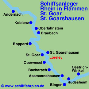 Landkarte Rhein in Flammen St. Goar / St. Goarshausen Schiffsanleger