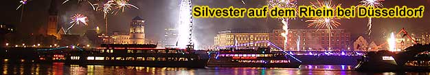 Silvester auf dem Rhein bei Dsseldorf