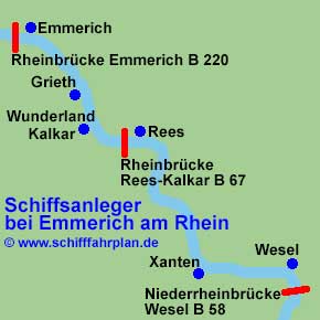 Landkarte Emmerich im Lichterglanz Rheinschifffahrt mit Feuerwerk Schiffsanleger