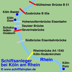 Landkarte Köln Schiffsanleger