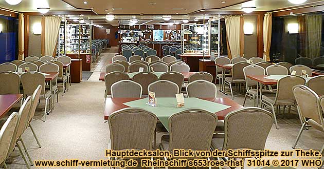 Rheinschiff s653roes-rhst Blick von der Schiffsspitze zur Theke in der Schiffsmitte