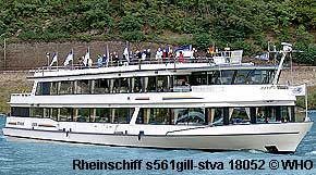 Rheinschiff s561gill-stva. Freideck mit 360-Rundumsicht.