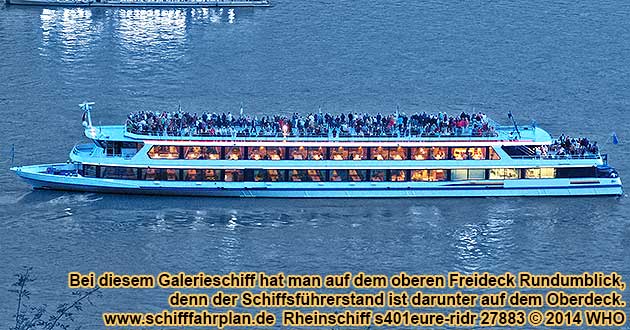 Galerieschiff s401eure-ridr auf Rhein, Niederrhein, Mittelrhein, Oberrhein und Main