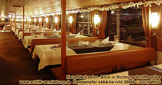 Mississippi-Raddampfer s464rila-rvld Hauptdecksalon, Blick zur Schiffsspitze